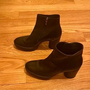 Ecco Black Ankle Booties with Chunky Heel